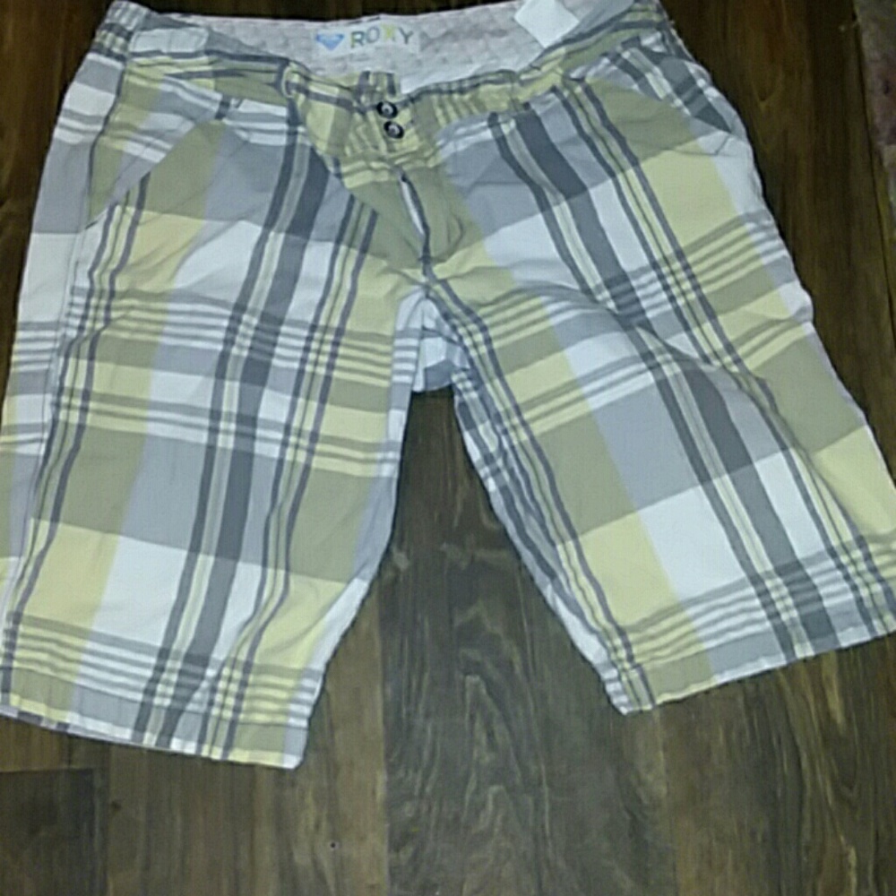 Plaid Roxy Bermuda style shorts